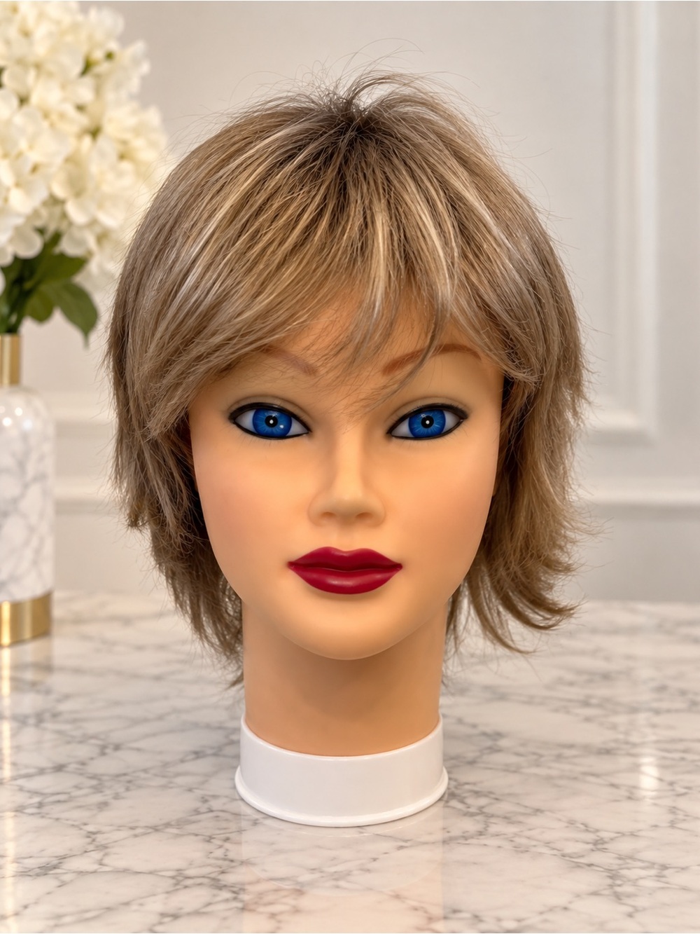 Honey Blonde with Highlights Mix Noriko Collection Wig Short Pixie Layered Wig